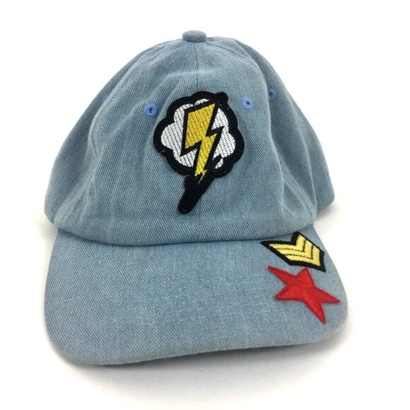 Steve Madden Denim Hat Womens Bolts Patch Adjustable Back Blue - Picture 6 of 10